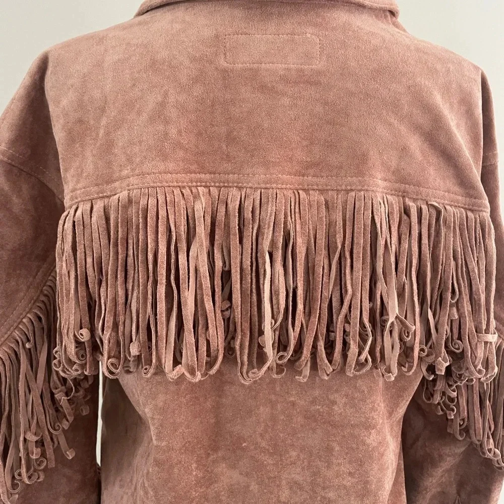 NWT Blank NYC Vegan Suede Fringe Moto Jacket Sz M - Picture 13 of 14